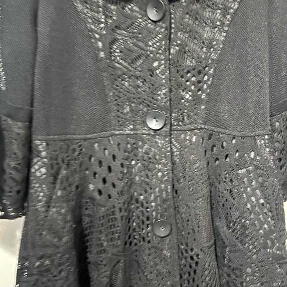 Damee, Inc Black Lace Crochet Ruffle Collar Jacket Coatigan Whimsygoth Fairy M - Picture 6 of 7
